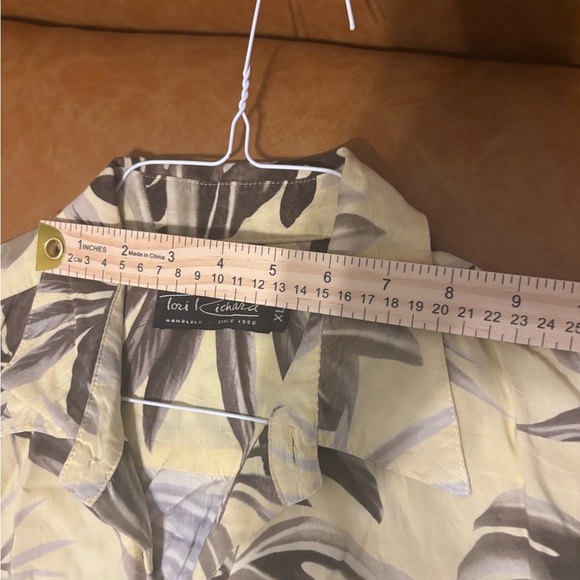 Tori Richard Hawaiian Shirt Sz XL Mens Yellow Monstera Leaves Tropical Cruise - Picture 8 of 13